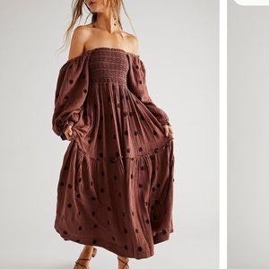 Free people dahlia embroidered maxi dress
